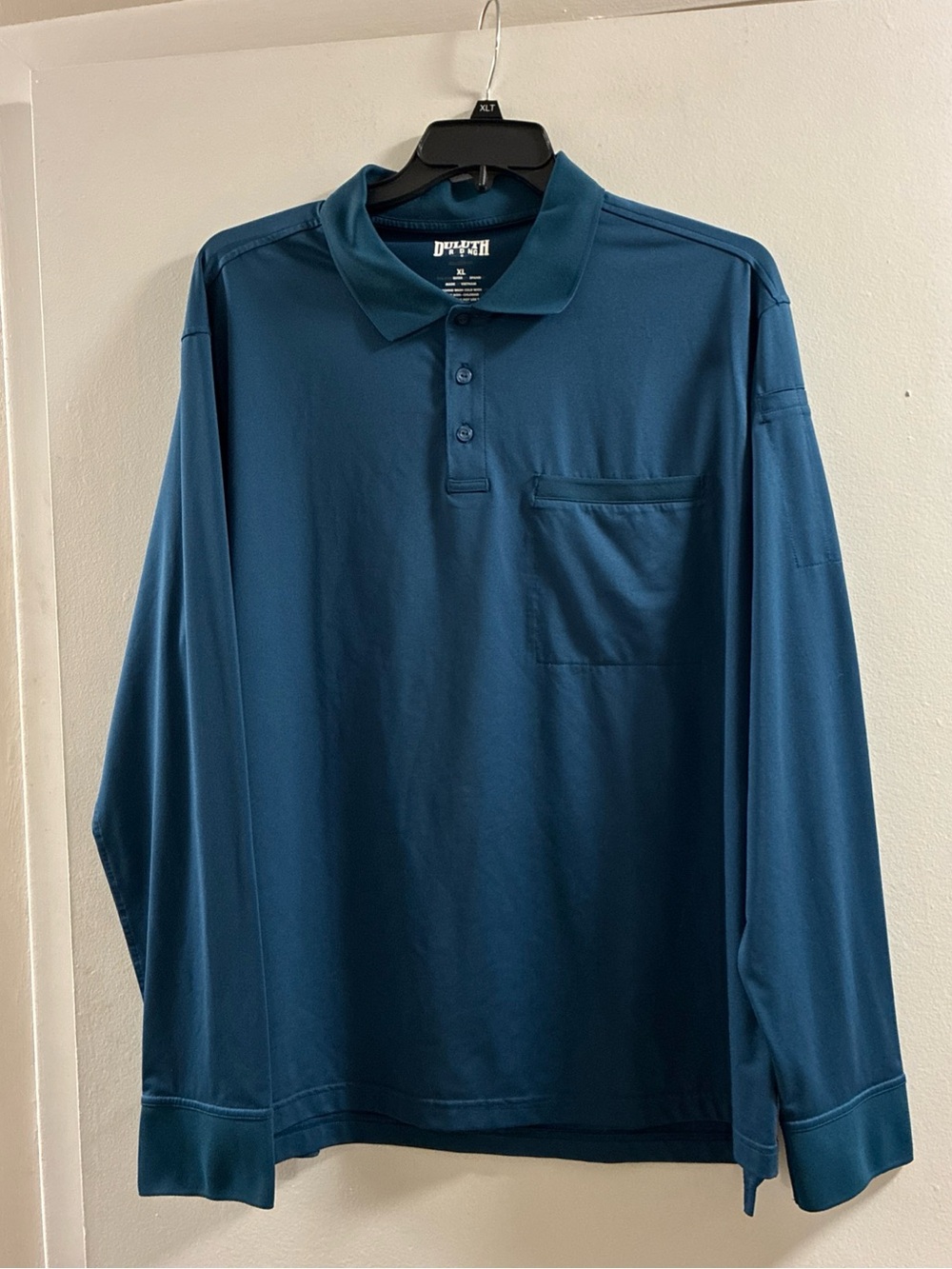 Duluth Trading Co Teal Long-Sleeve Polo with Chest Pocket